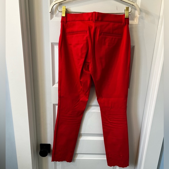 Red Gap Work Pants with Flower Detail - Picture 2 of 4